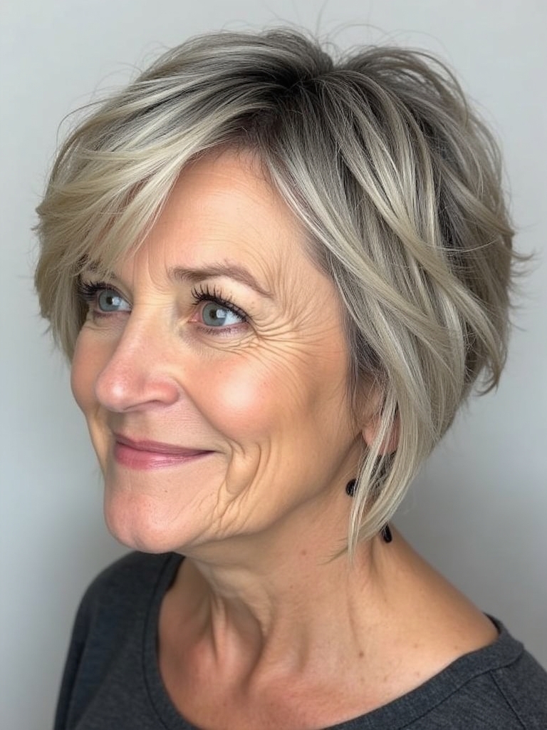 Hairstyles For Thin Fine Hair Over 60: Half-Up Half-Down with a Slight Tease