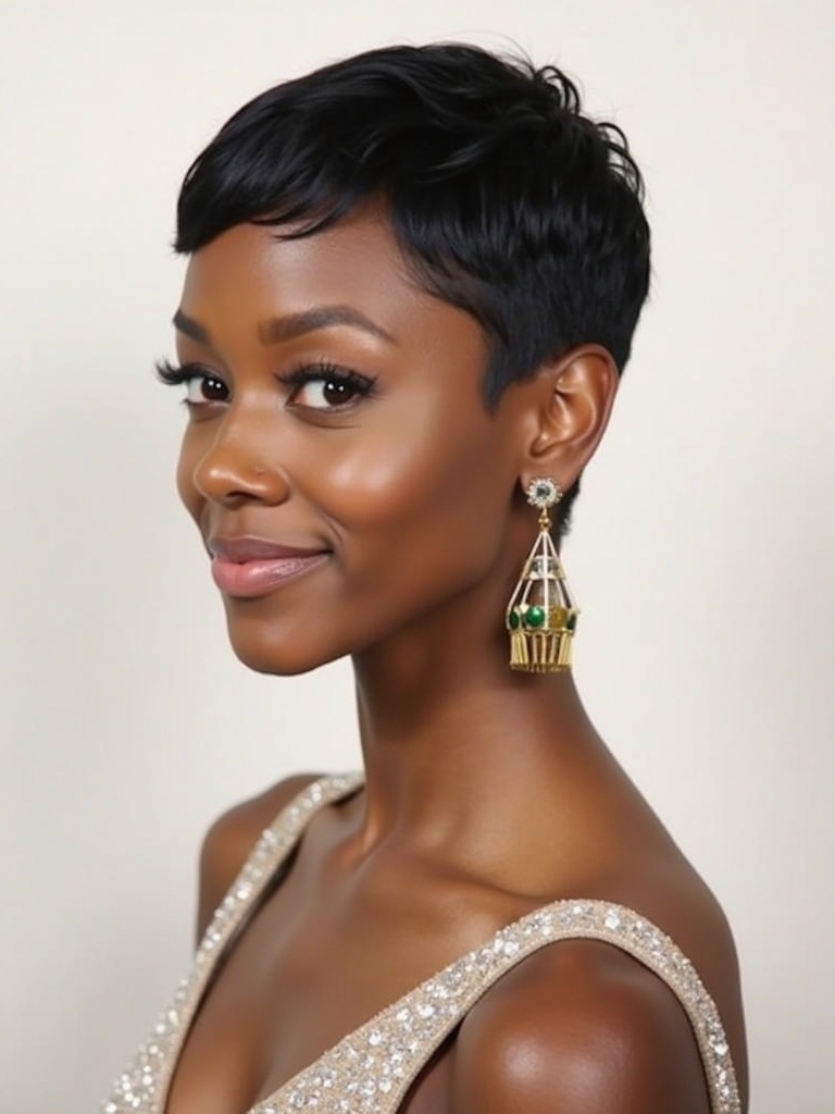 Short Pixie Haircuts for Black Women 50: Angled Pixie