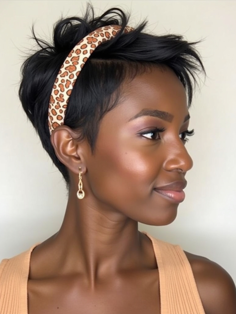 Short Pixie Haircuts for Black Women 50: Sweeping Back Pixie With Volume