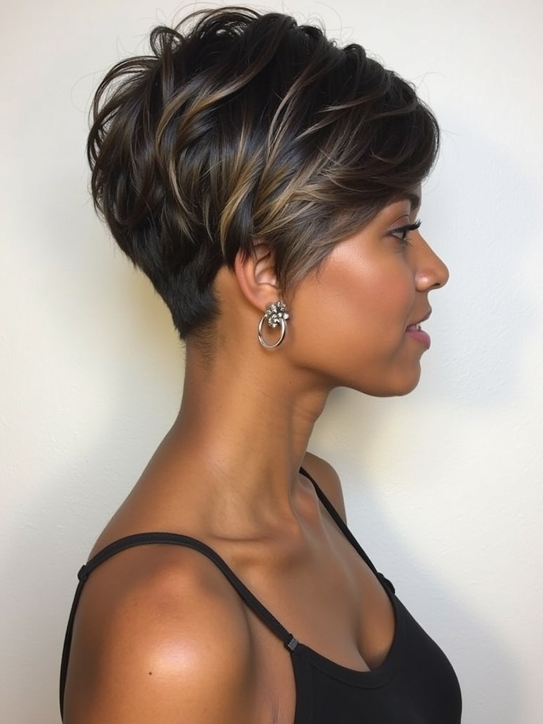 Short Pixie Haircuts for Black Women 50: The Textured Pompadour Pixie