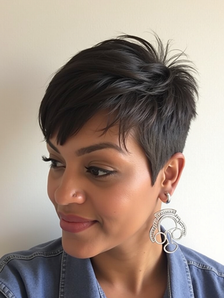 Short Pixie Haircuts for Black Women 50: Side-Braided Pixie