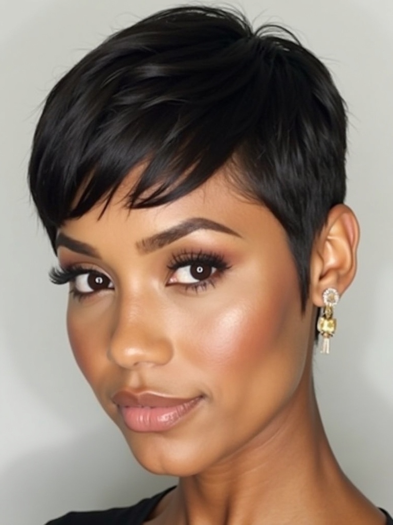 Short Pixie Haircuts for Black Women 50: Graduated Bob-Pixie