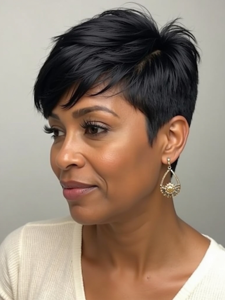 Short Pixie Haircuts for Black Women 50: High-Volume Crown