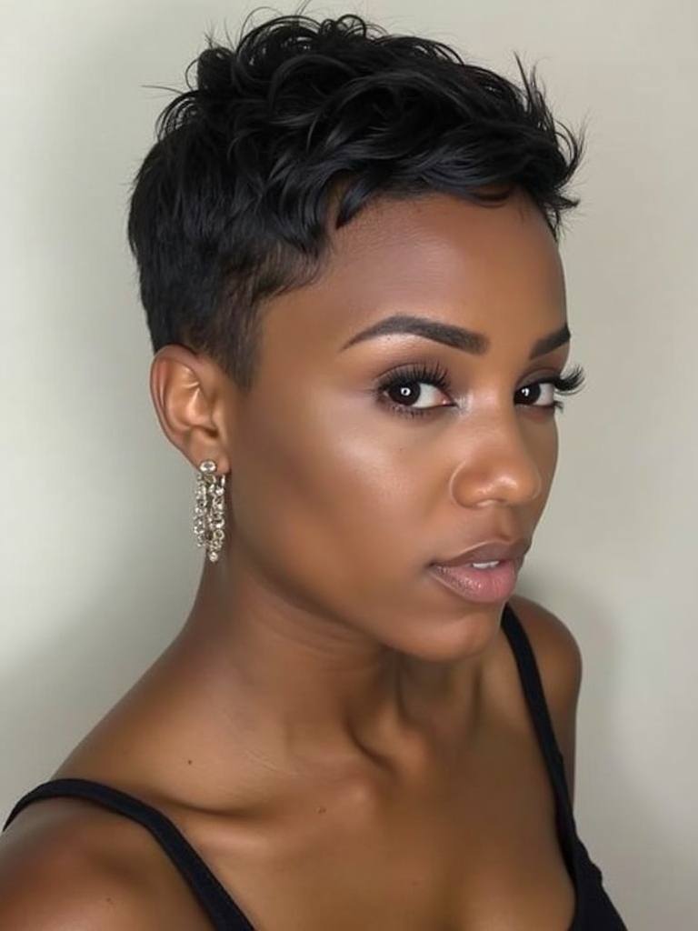 Short Pixie Haircuts for Black Women 50: Blended Layers