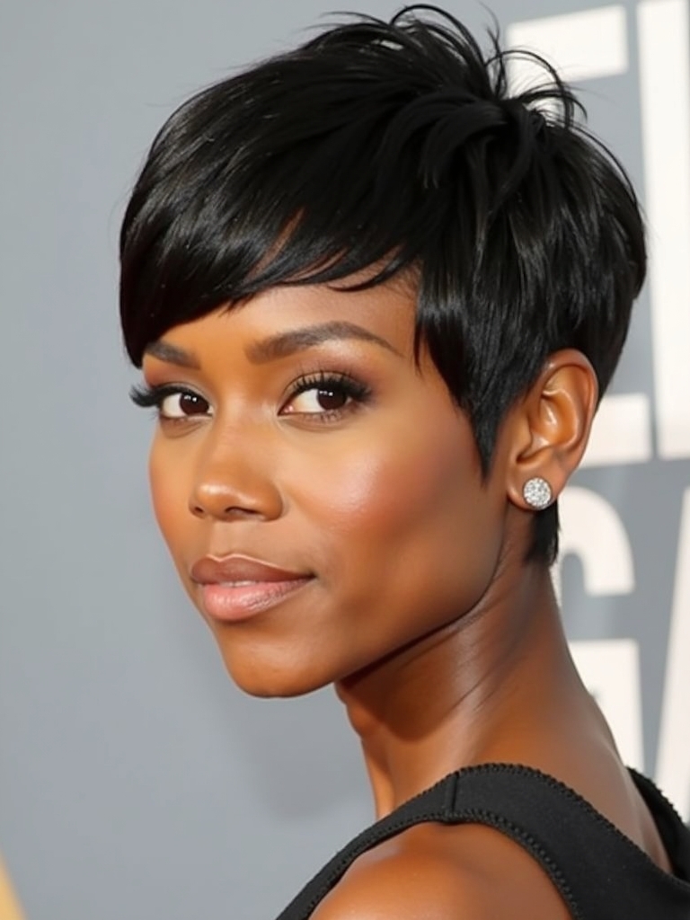 Short Pixie Haircuts for Black Women 50: Micro Bangs