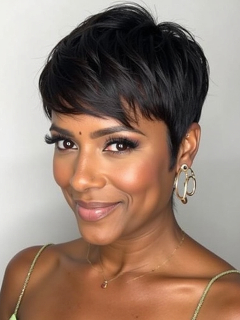 Short Pixie Haircuts for Black Women 50: Spiky Pixie