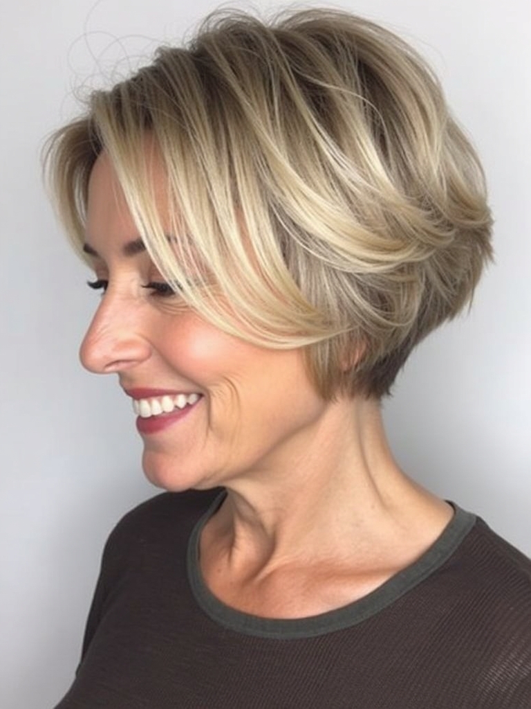 Hairstyles For Thin Fine Hair Over 60: Shaggy Lob with Long Layers