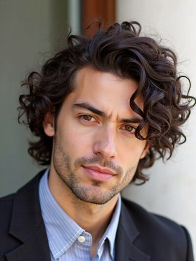 Curly Hairstyles for Guys: The Fade with Curls on Top
