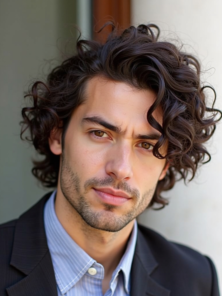 Curly Hairstyles for Guys: The Fade with Curls on Top