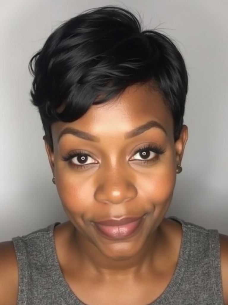 Short Pixie Haircuts for Black Women 50: Asymmetrical Chic