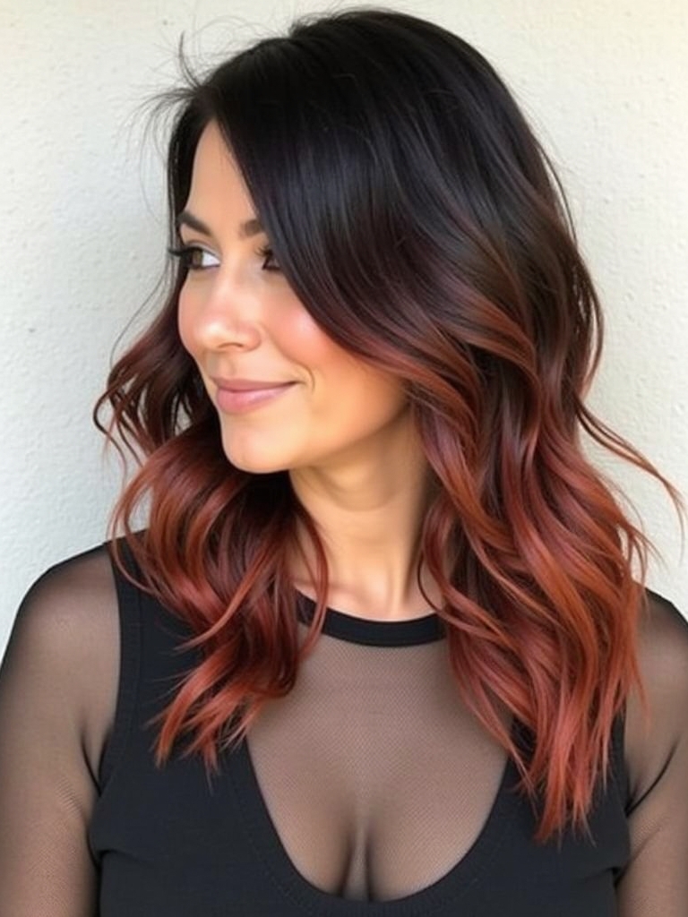 40 Edgy Hair Color Ideas Copper: Dark Copper with Teal Streaks