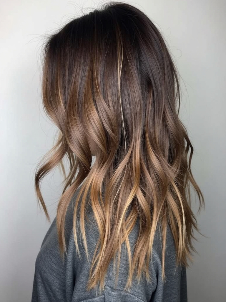 Cool Tone Brown Hair with a Silver Shadow Root