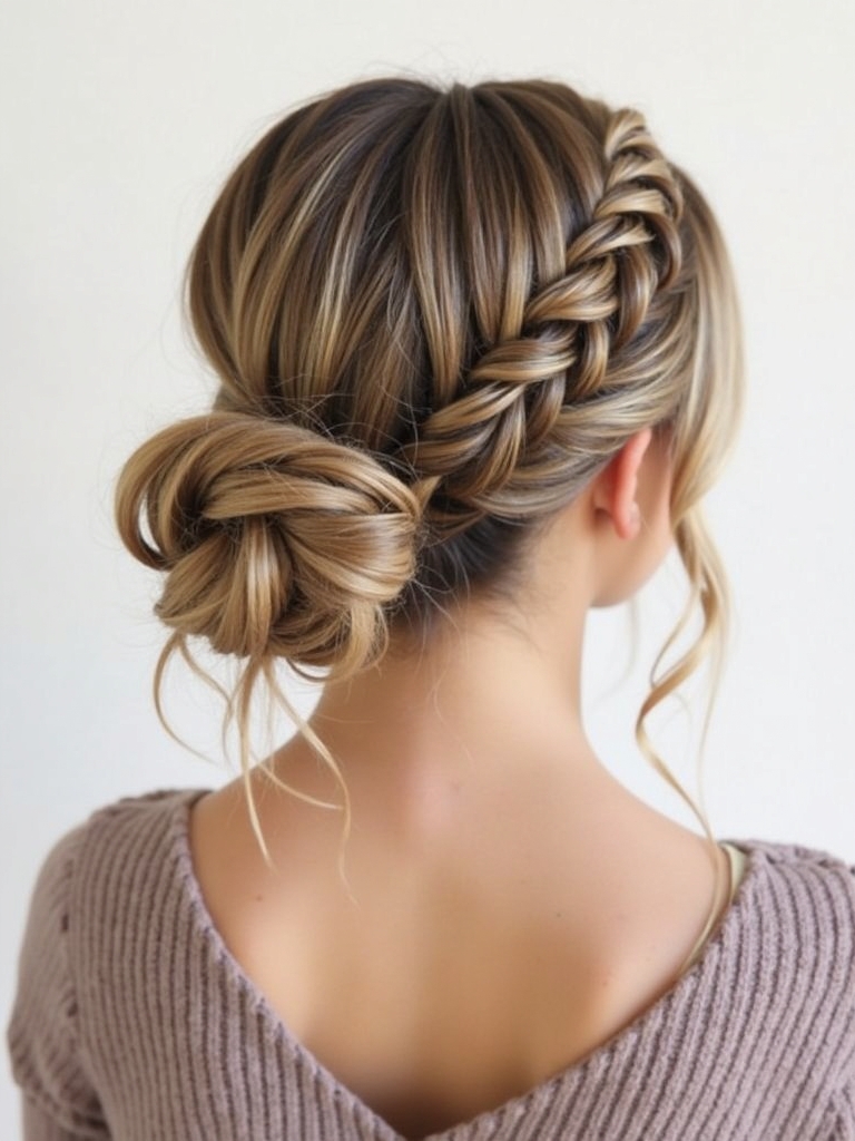 Braided Double Crown Updo