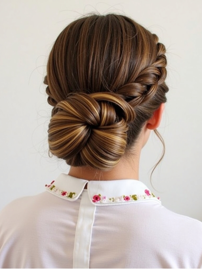 Braided Low Bun with Face-Framing Pieces