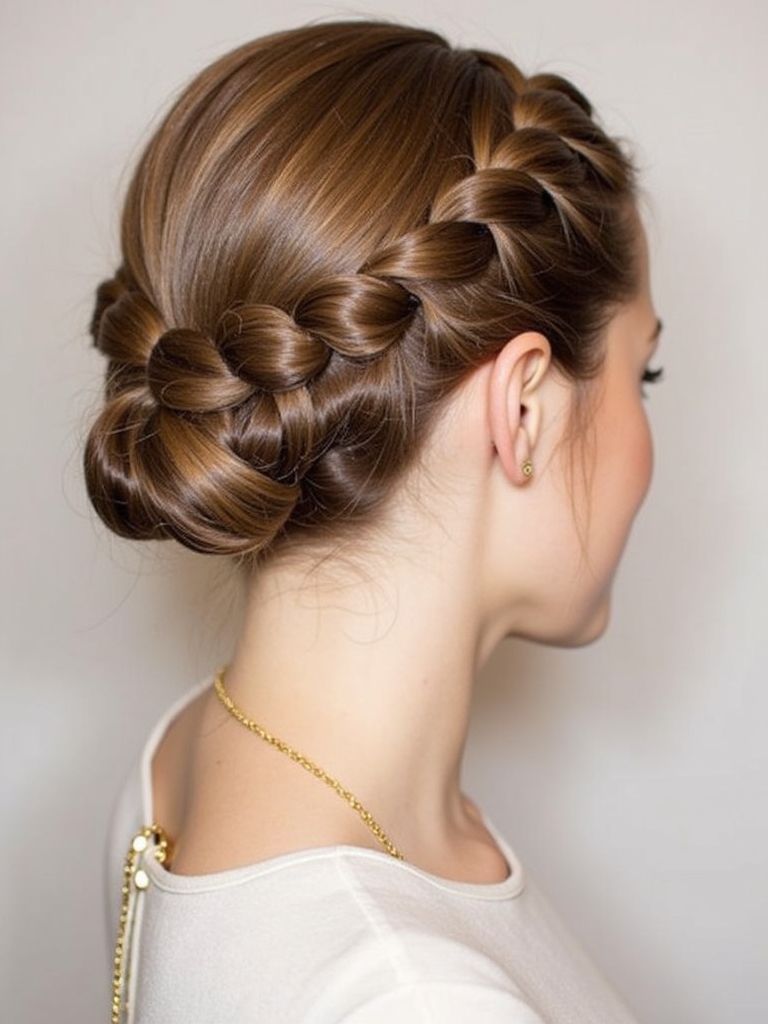 Dutch Braid Updo with Floral Accents