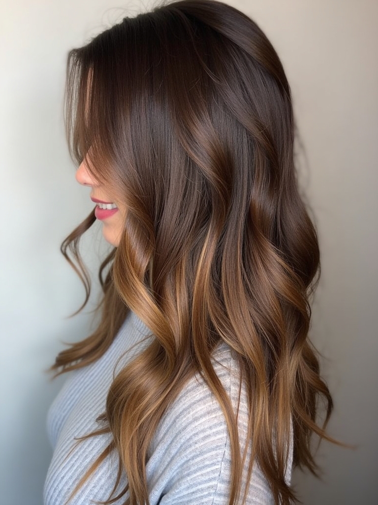 Cool Tone Brown Hair with Shadowed Money Piece