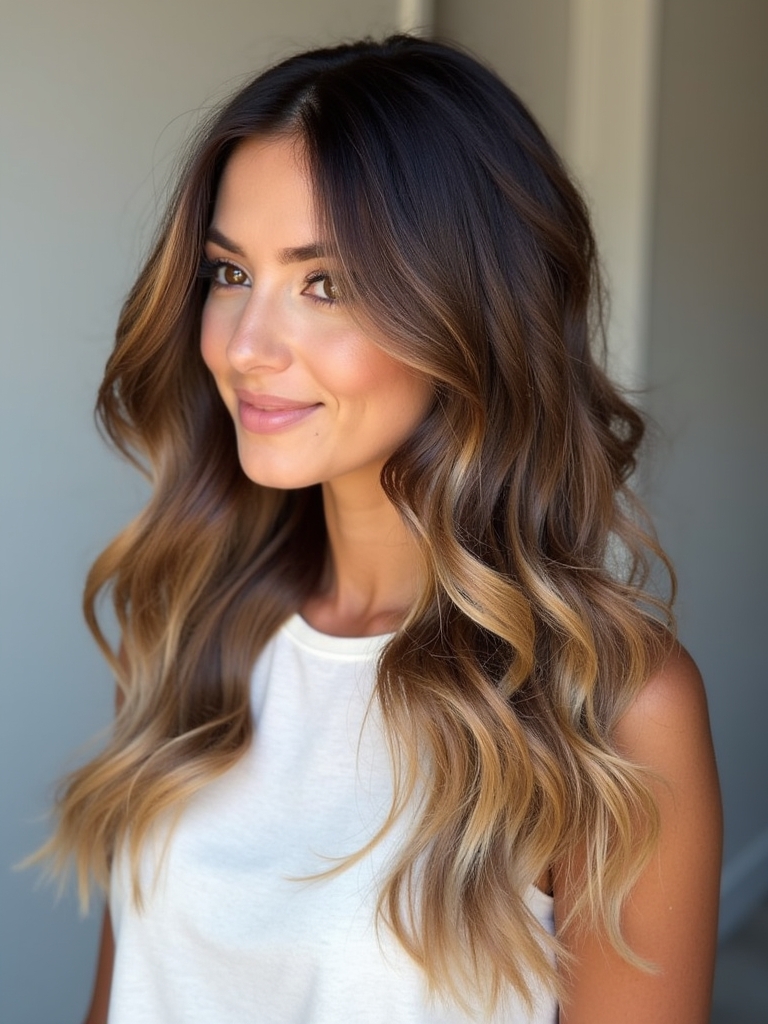 Cool Tone Brown Hair with Steel Blue Balayage