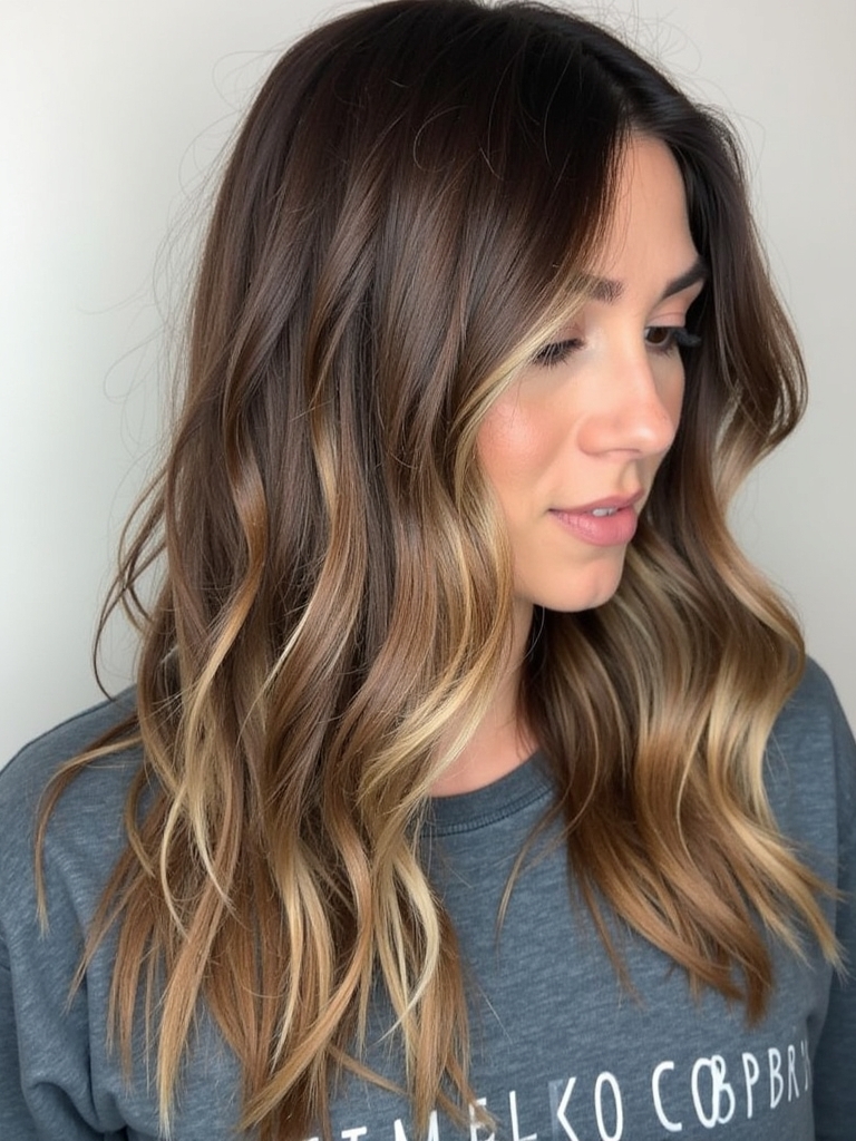 Cool Tone Brown Hair with Graphite Highlights