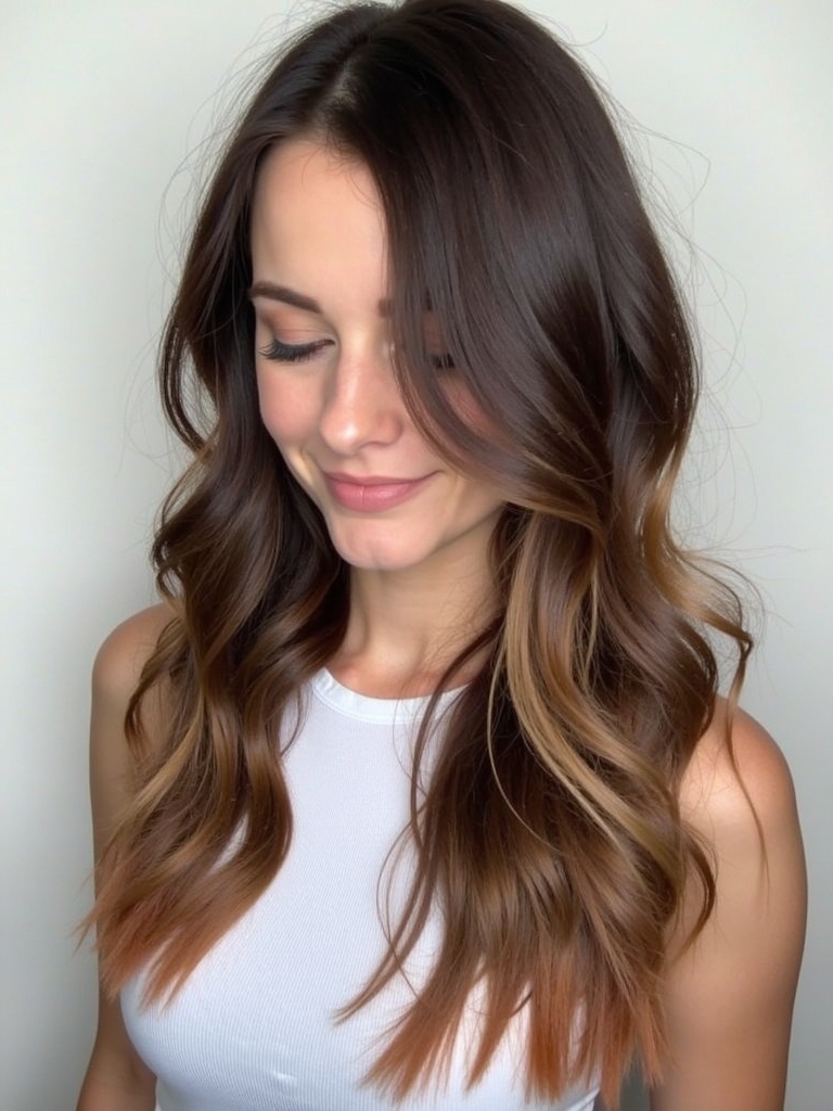 Cool Tone Brown Hair with Steel Gray Streaks