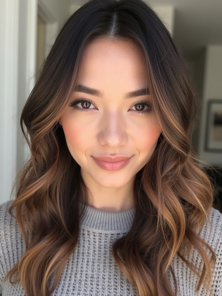 Cool Tone Brown Hair with Frosted Highlights