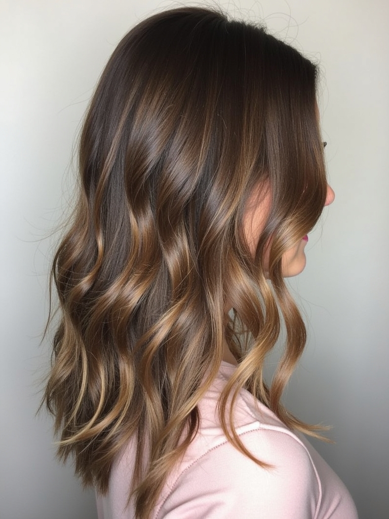 Cool Tone Brown Hair with Platinum Peekaboos