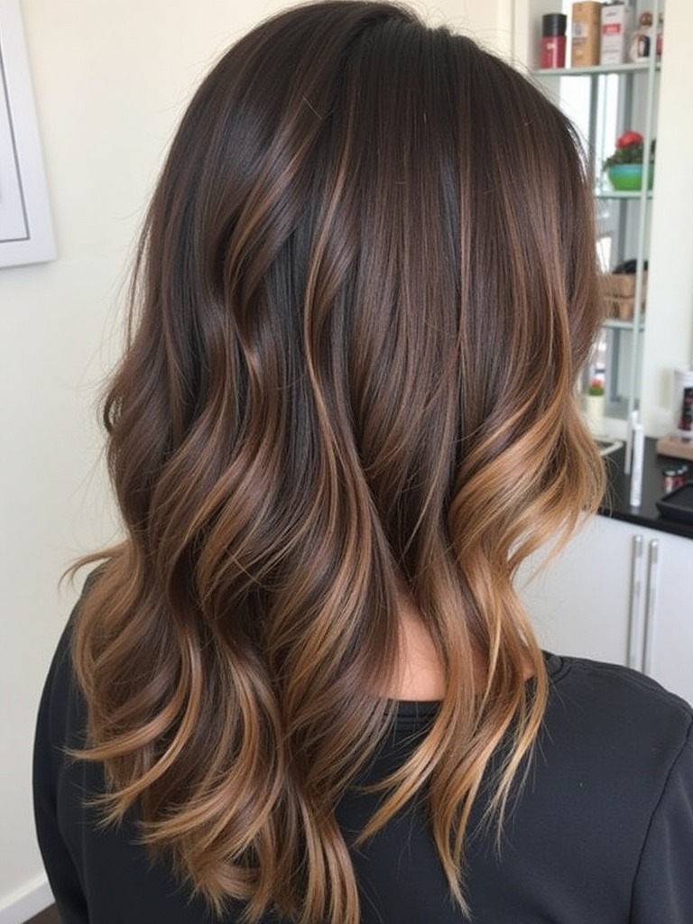 Cool Tone Brown Hair with Charcoal Gray Lowlights
