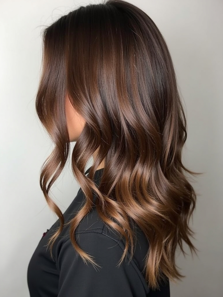 Cool Tone Brown Hair with Smoked Lilac Highlights
