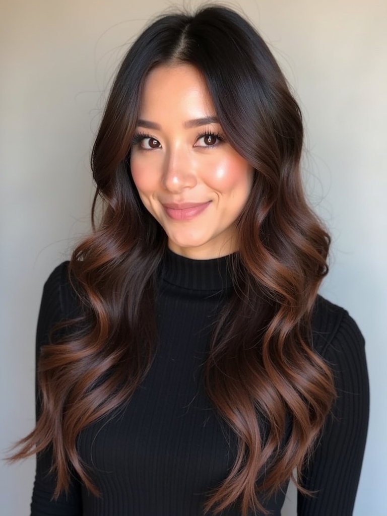 Fall Brown Hair With Dark Chocolate and Honey Swirl
