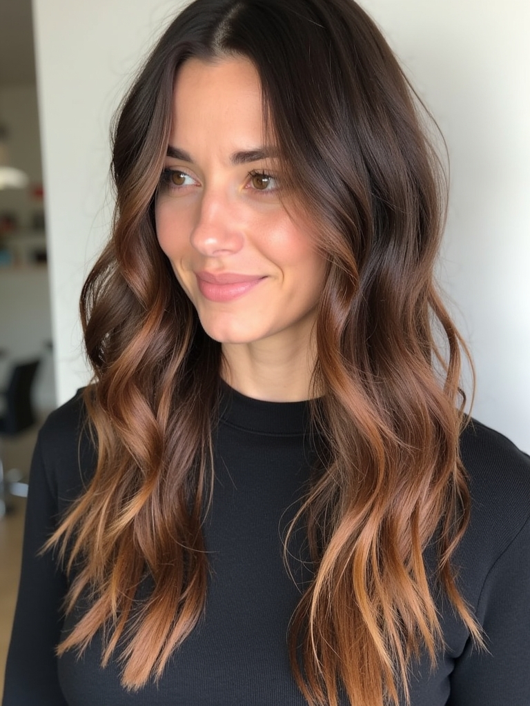 Fall Brown Hair With Rose Gold Glints