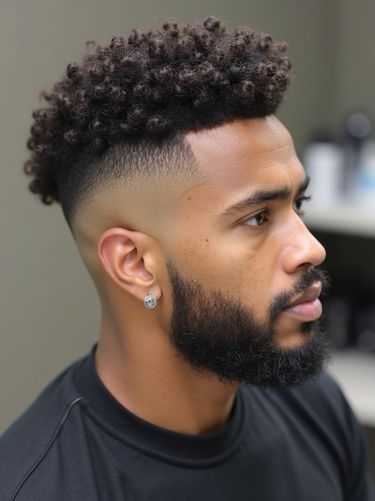 Men's Short Curly Hairstyle: The Flat Top with Curls