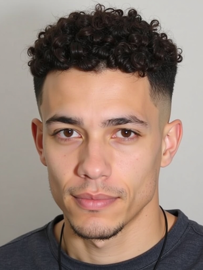 Men's Short Curly Hairstyle: The Comb Over Fade with Curls