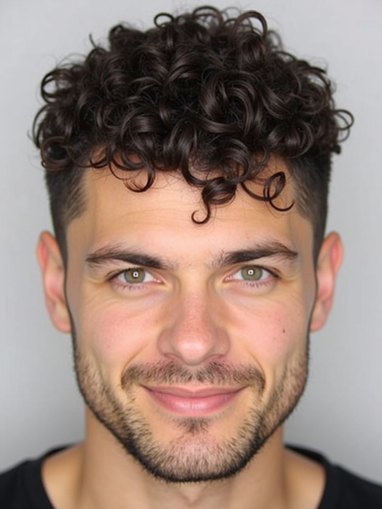 Men's Short Curly Hairstyle: The Scissor Cut with Natural Waves