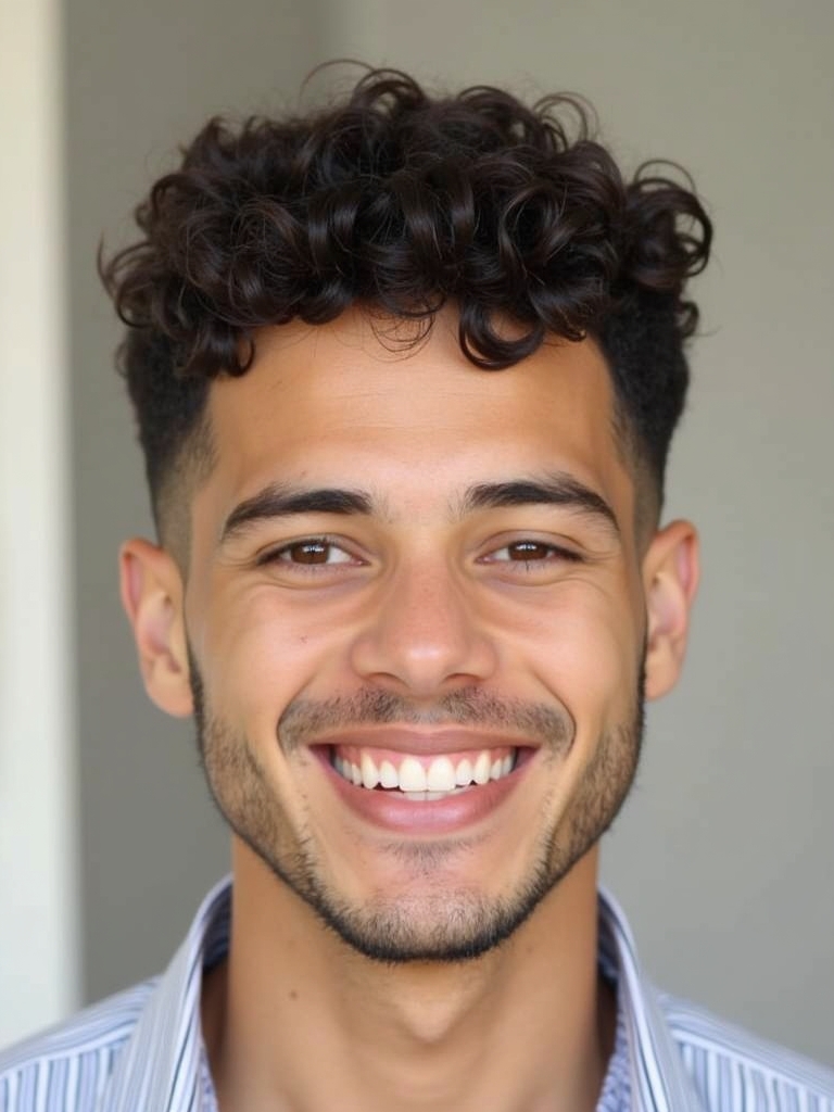 Men's Short Curly Hairstyle: The Mid Fade with Natural Texture