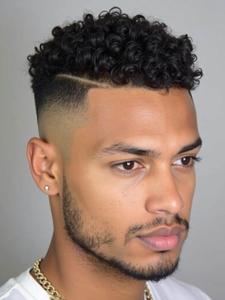 Men's Short Curly Hairstyle: The Low Taper with Loose Curls