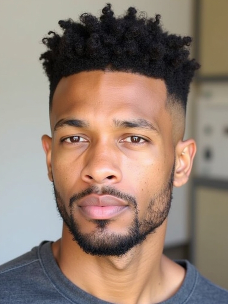 Men's Short Curly Hairstyle: The Rounded Afro with Taper