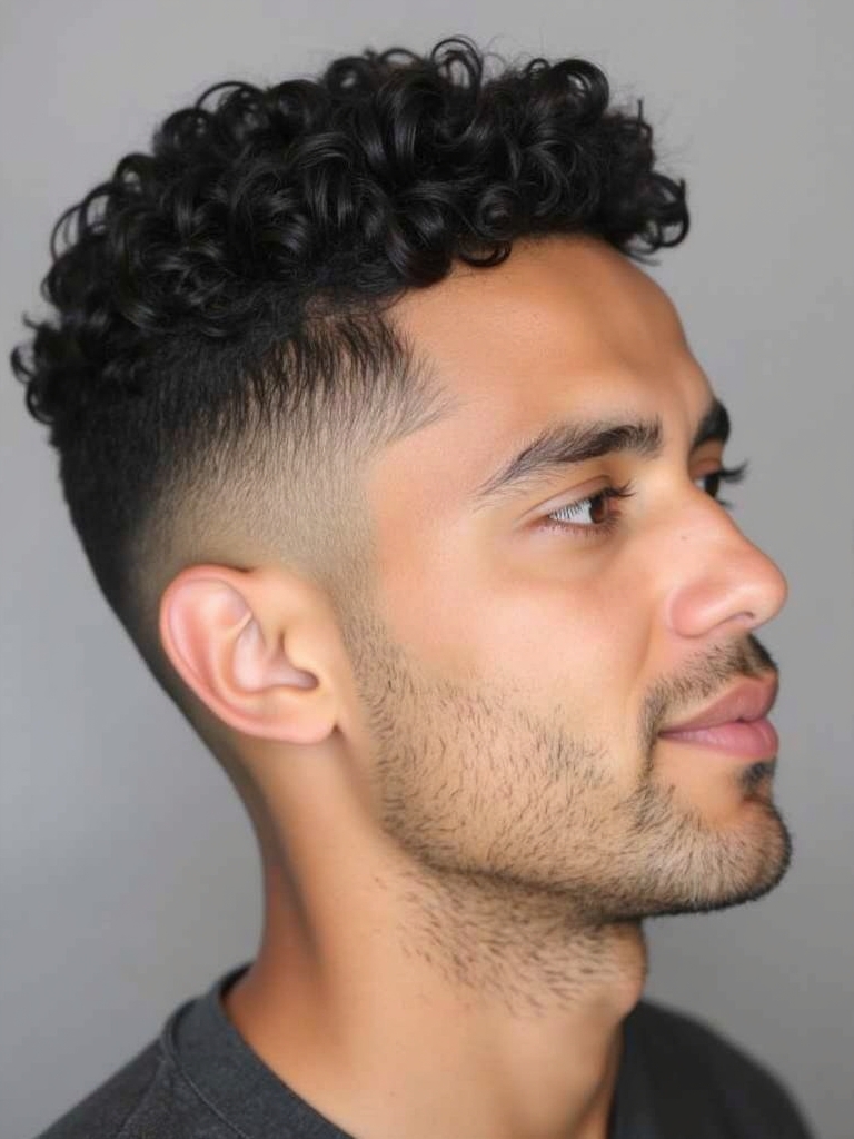 Men's Short Curly Hairstyle: The Disconnected Undercut with Curls