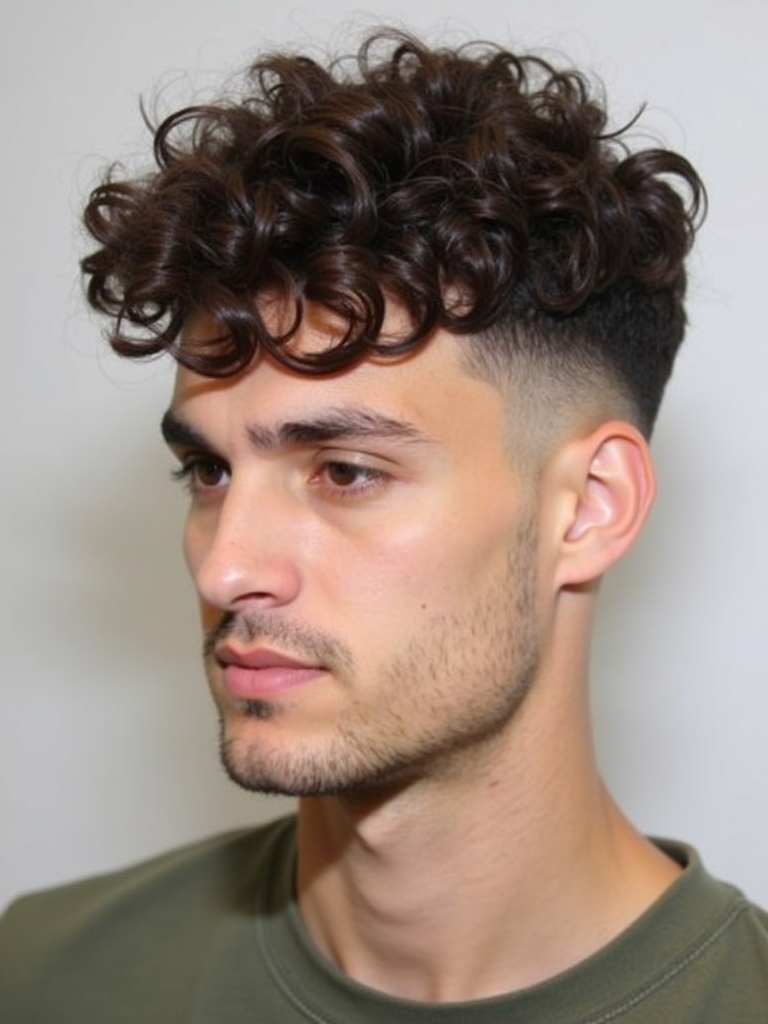 Men's Short Curly Hairstyle: The Low Fade with Natural Curls