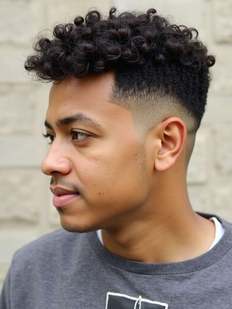 Men's Short Curly Hairstyle: The Tapered Sides with Textured Top
