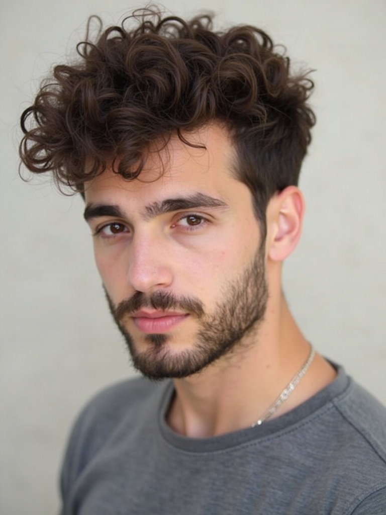 Men's Short Curly Hairstyle: The Buzz Cut with Texture