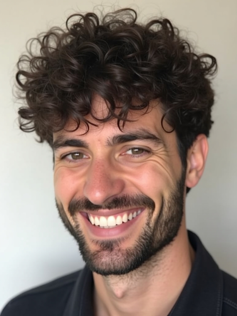 Men's Short Curly Hairstyle: The Side Part with Fade