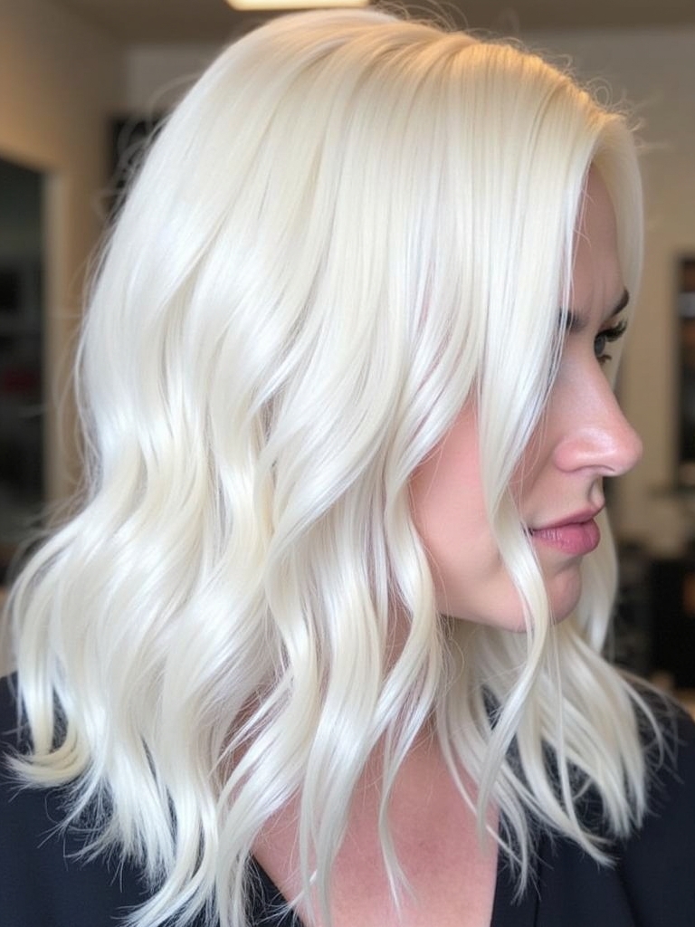 Platinum Blonde Hair Color Ideas for Side-Swept Bangs