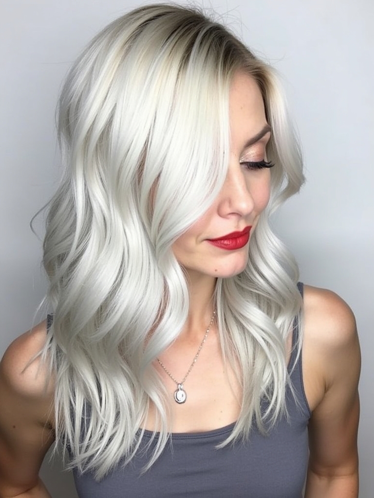 Platinum Blonde Hair Color Ideas for Angled Lob