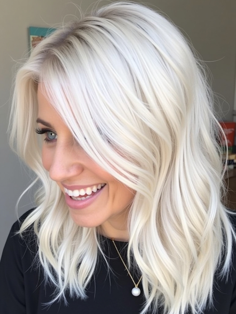 Platinum Blonde Hair Color Ideas for Long Wavy Hair
