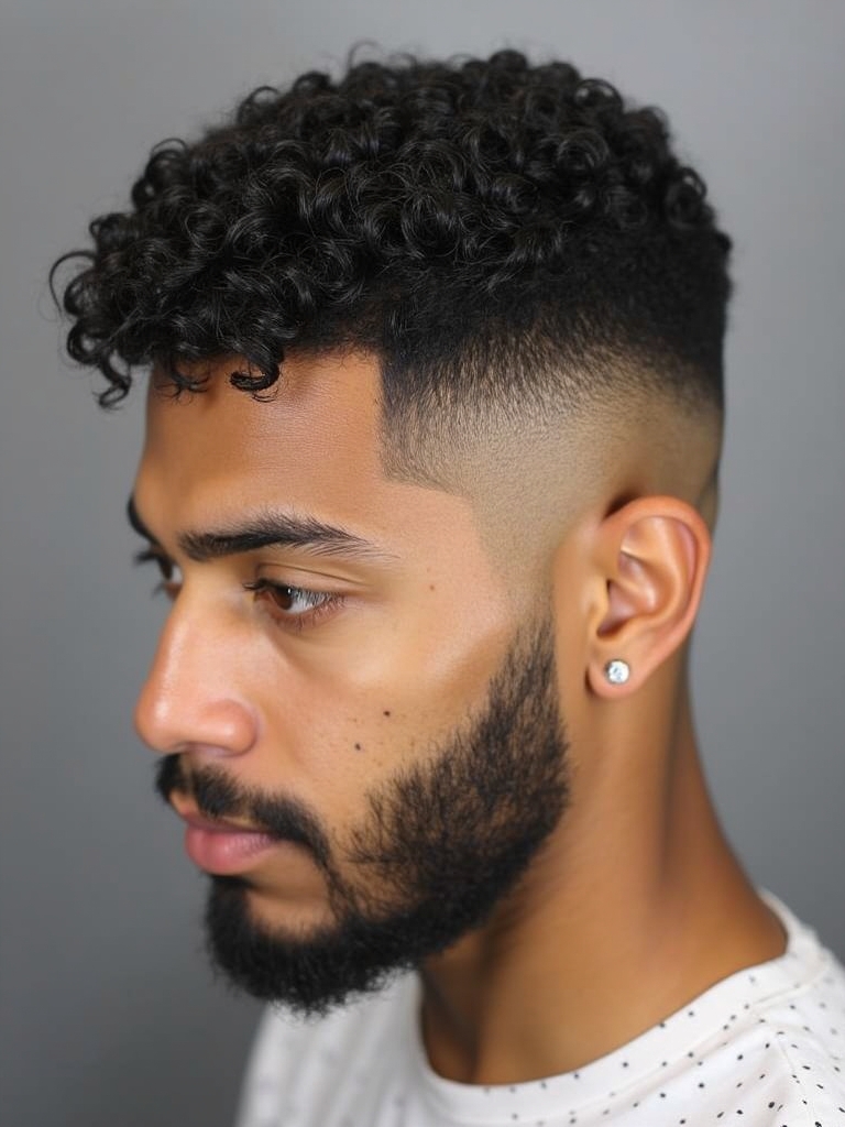 Men's Short Curly Hairstyle: The Classic Taper Fade